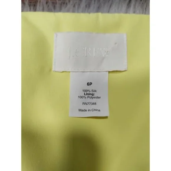 J. Crew Evie Sleeveless Silk Chiffon V-Neck Mini Butter Yellow Whimsy Size 6P - Picture 5 of 9